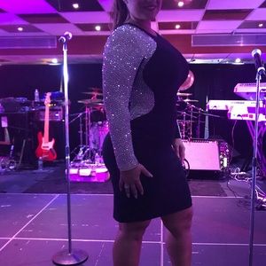 knee length black dress